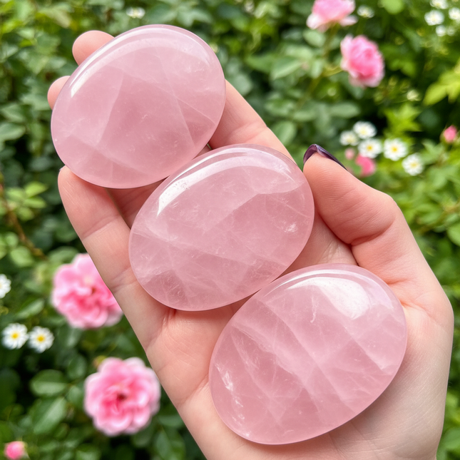 Rose Quartz Palm Stone for Love (AAA Grade)