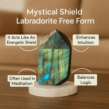 Mystic Shield - labradorite Crystal - Shubh Mala