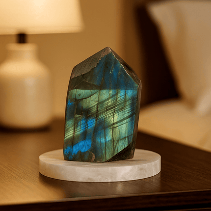 Mystic Shield - labradorite Crystal - Shubh Mala