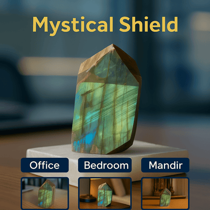 Mystic Shield - labradorite Crystal - Shubh Mala