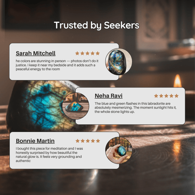 Mystic Shield - labradorite Crystal - Shubh Mala