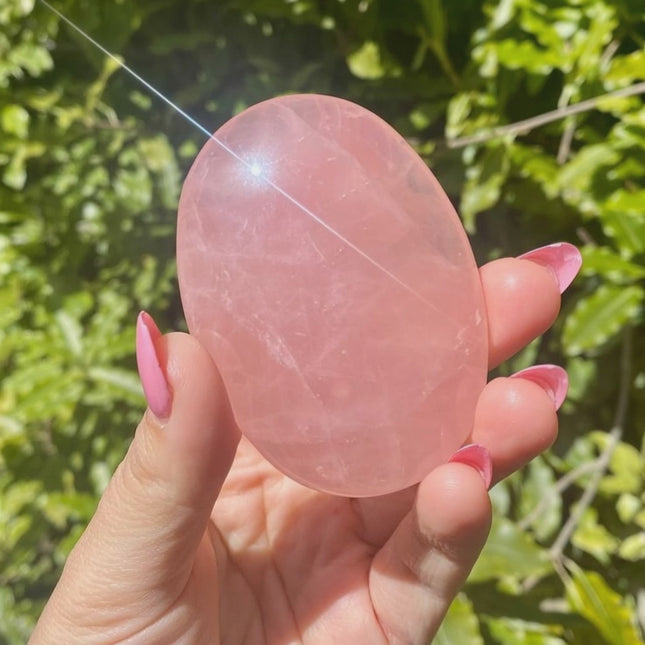 Rose Quartz Palm Stone for Love (AAA Grade)