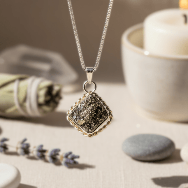 Raw Pyrite Pendant | Attract Prosperity - Shubh Mala